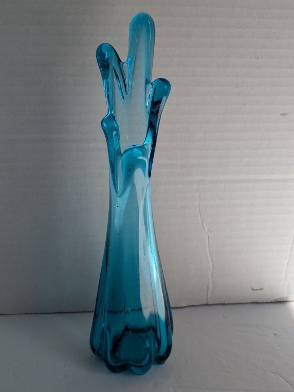 Vintage Blue Swung Glass Vase MCM Five Finger Art Glass Vase Decor